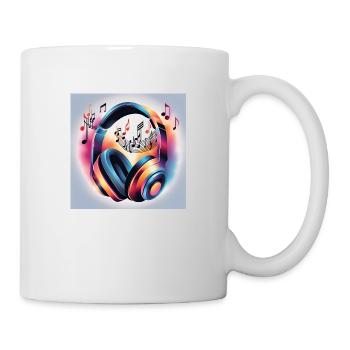 Musik Melodie Kopfhörer mit Noten - Tasse - Weiß - Rechts