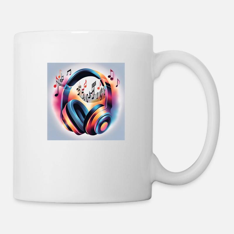 Musik Melodie Kopfhörer mit Noten - Tasse - Weiß