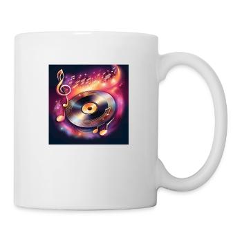 Melodische Schallplatte mit Noten - Tasse - Weiß - Rechts