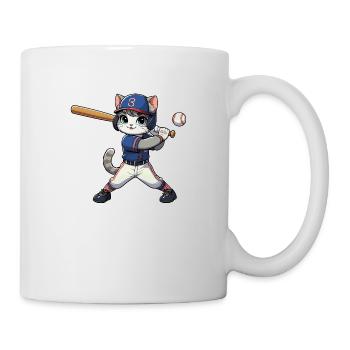 Chat de sport : joueur de baseball - Mug blanc - blanc - Droite