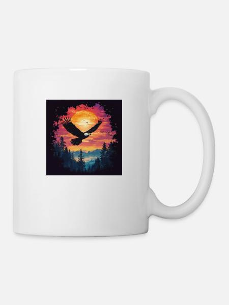 Adler im Sonnenuntergang - Tasse - Weiß