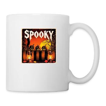 spooky Halloween pumpkins and lanterns - Mug - white - Right