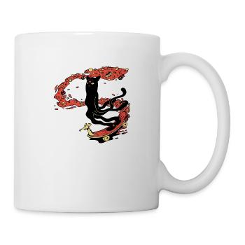 The soft cat skates in space - Mug - white - Right