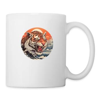 Wütende Tigerwelle Ukiyo-e Hokusai - Tasse - Weiß - Rechts