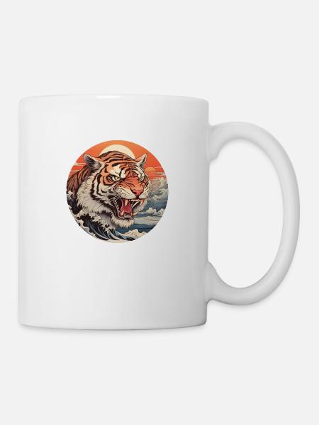 Vague de tigre en colère Ukiyo-e Hokusai - Mug blanc - blanc