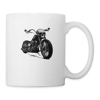 Motorrad mit Totenkopf - Tasse - Weiß - Rechts