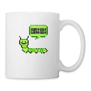 HEY! HO! LETS GO! Pixel Raupe Retroshirt 90er 90s - Tasse - Weiß - Rechts