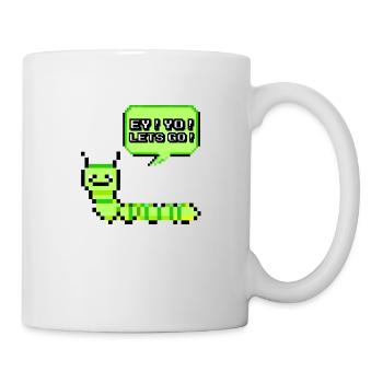 EY! YO! LETS GO! Pixel Raupe Retroshirt 90er 90s - Tasse - Weiß - Rechts