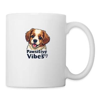 Pawsitive Vibes only cute dog - Mug - white - Right