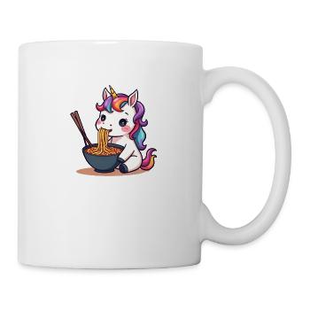 Niedliches Einhorn isst japanischen Ramen - Tasse - Weiß - Rechts