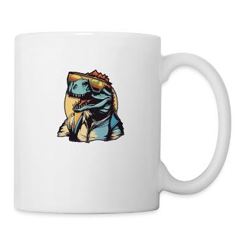 Dinosaurier Coolness: Dein Dino im Retro-Style - Tasse - Weiß - Rechts