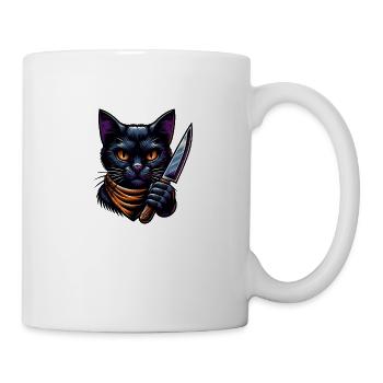 Evil cat with knife - Mug - white - Right