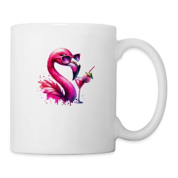 Flamant rose avec lunettes de soleil et cocktail - Mug blanc - blanc - Droite