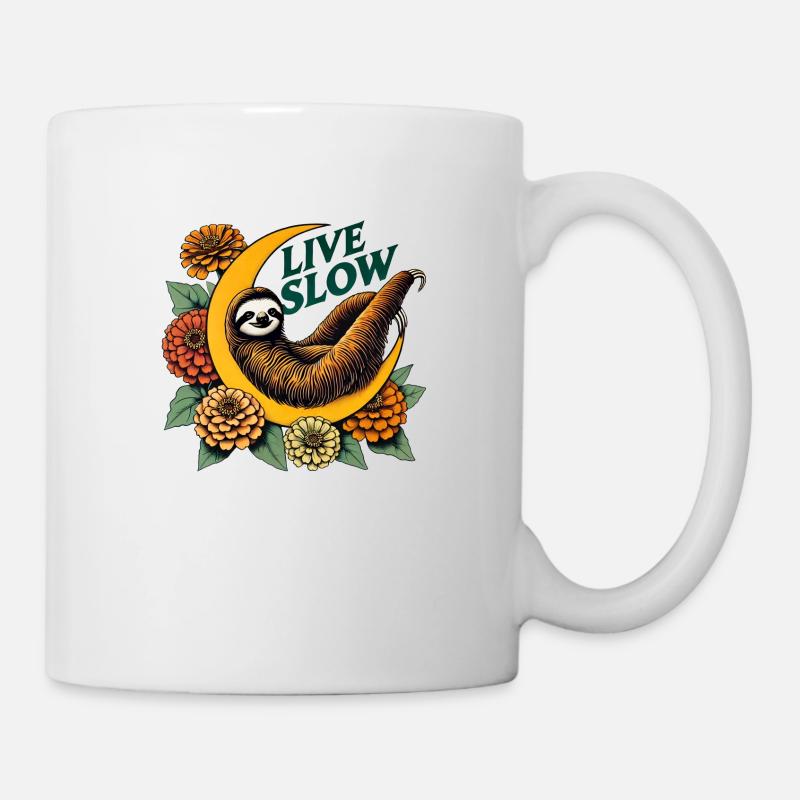 Lebe Slow Sloth - Tasse - Weiß