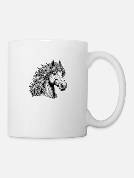 Pferdekopf Stich - Tasse - Weiß