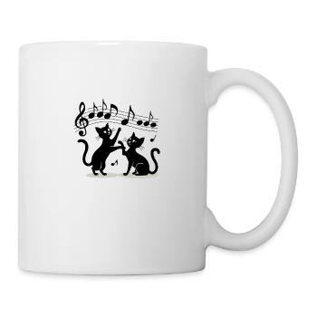 Black cats pattern playing with musical note - Mug - white - Right