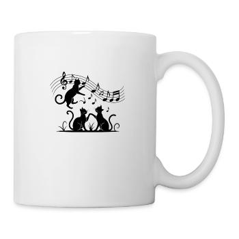 Black cats pattern playing with musical note - Mug - white - Right