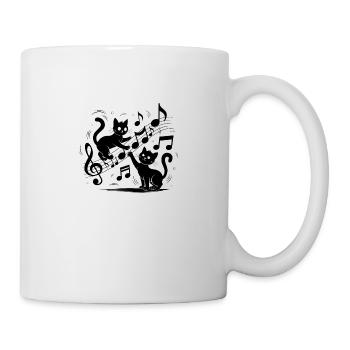 Black cats pattern playing with musical note - Mug - white - Right