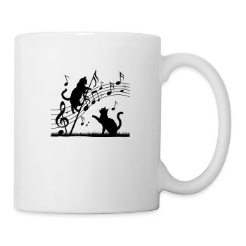 Black cats pattern playing with musical note - Mug - white - Right
