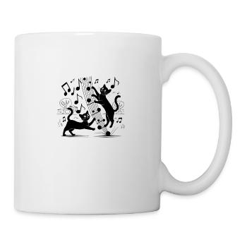 Black cats pattern playing with musical note - Mug - white - Right