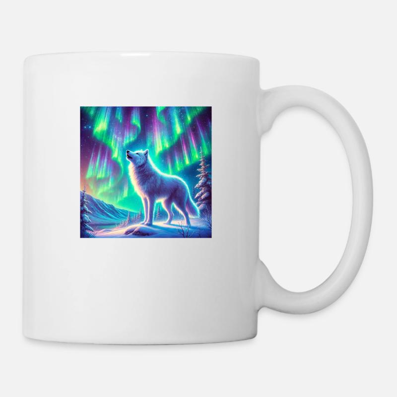 Wolf Aurora Borealis - Tasse - Weiß