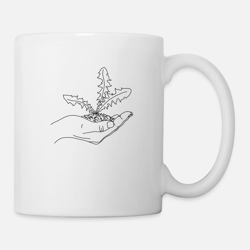wachsender Löwenzahn dunkel - Tasse - Weiß