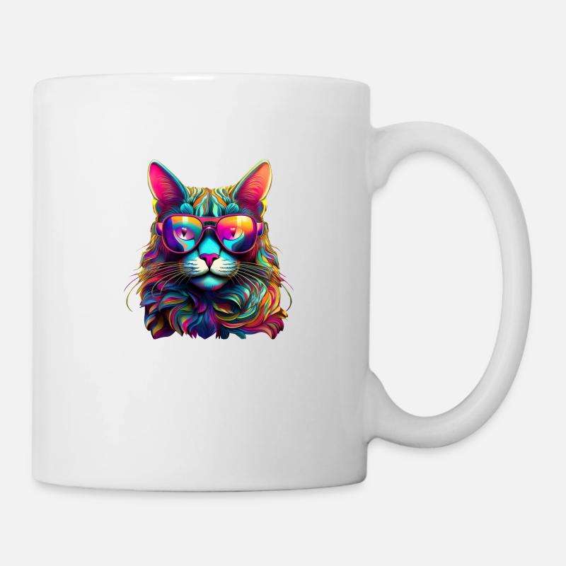 Chat Cool - Neon Vibes - Mug blanc - blanc