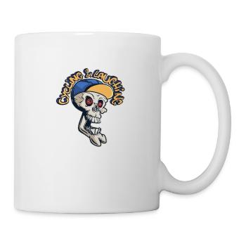 Cycling and laughing. - Mug - white - Right