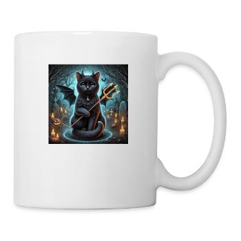 Chat noir ailé diabolique halloween - Mug blanc - blanc - Droite