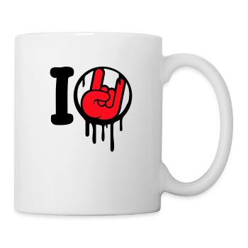 J’aime Heavy Metal Hard Rock Musique Main Geste Coeur - Mug blanc - blanc - Droite