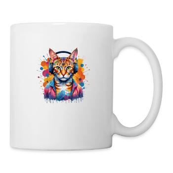 Kreativer Katzen DJ - Tasse - Weiß - Rechts