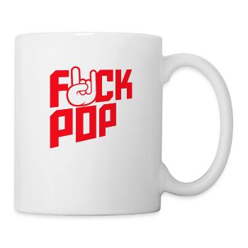 Fuck Pop Music Heavy Metal Hard Rock Hand Gesture - Mug - white - Right