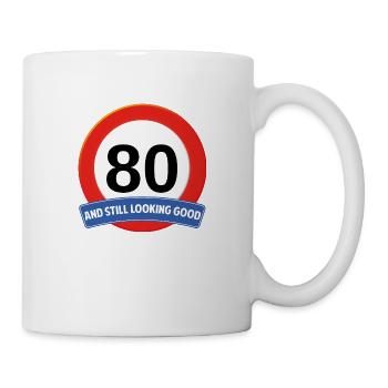 1055 Stoppschild 80 Jahre - Tasse - Weiß - Rechts