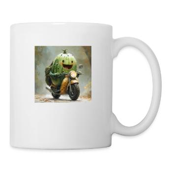 Lusitge cucumber rides a motorcycle - Mug - white - Right