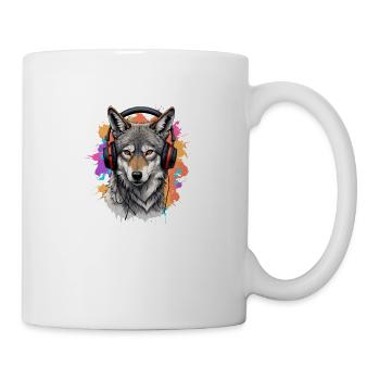 Stylischer Wolf - Tasse - Weiß - Rechts