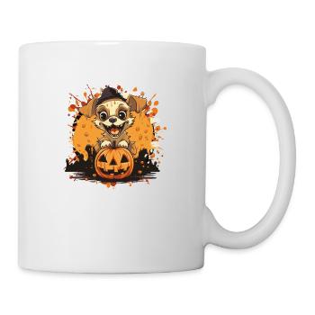 hund kürbis halloween 1 - Tasse - Weiß - Rechts