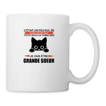 Werdendes Kind Große Schwester Lustiges Einhorn Werbung - Tasse - Weiß - Rechts