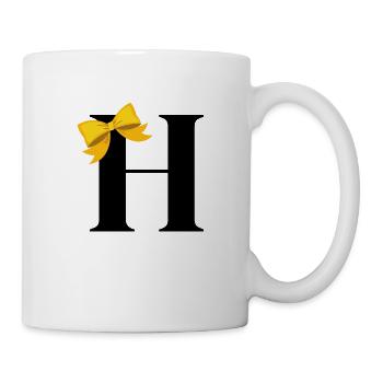 Buchstabe h gelbe Schleife - Tasse - Weiß - Rechts