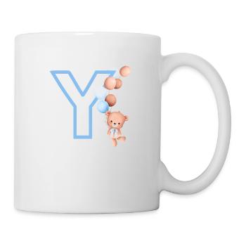 Blue Letter Y Bear - Mug - white - Right