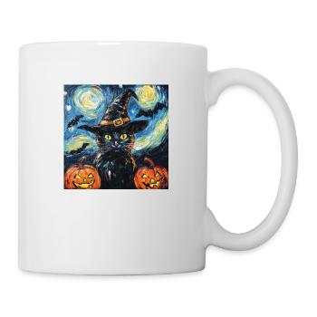 Halloween Black Cat Pumpkin Bat - Mug - white - Right