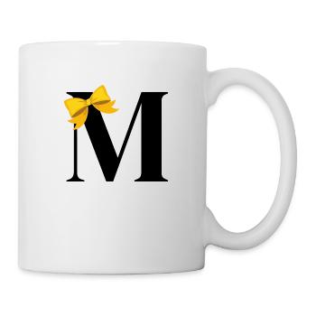 Lettre m nœud jaune - Mug blanc - blanc - Droite
