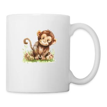Cute Baby Monkey Watercolor - Tasse - Weiß - Rechts