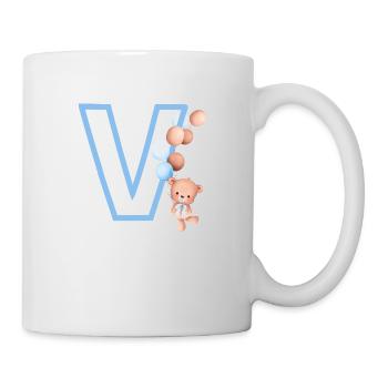 Blue Letter V Bear - Mug - white - Right