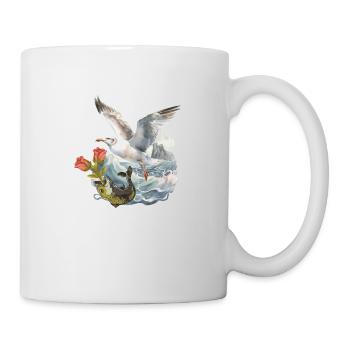 Mouette Seagulls Poisson Poisson Marin Salutation d’anniversaire - Mug blanc - blanc - Droite