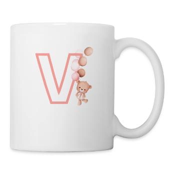 Lettre v rose ours - Mug blanc - blanc - Droite