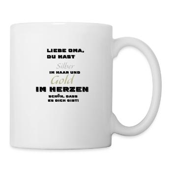 Silber Gold Schrift Design für die Oma  - Tasse - Weiß - Rechts