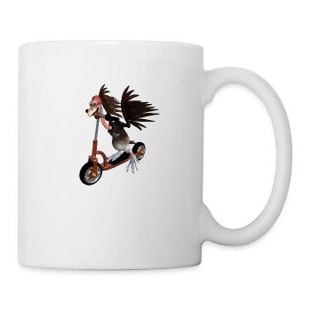 Vulture riding a scooter - Mug - white - Right