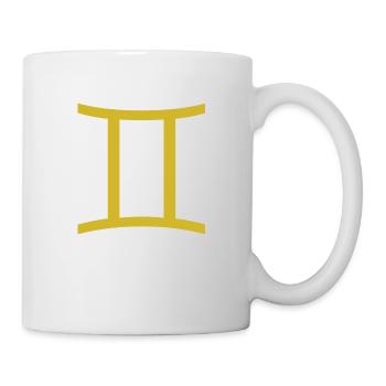 Sternzeichen Zwillinge, exklusives T-Shirt Design - Tasse - Weiß - Rechts