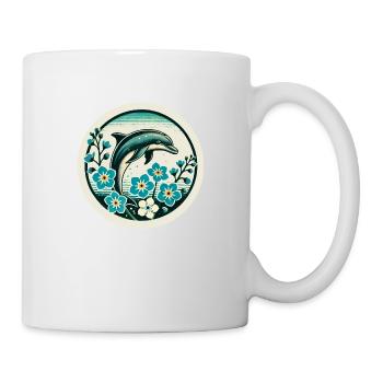 Retro Delfin - Tasse - Weiß - Rechts