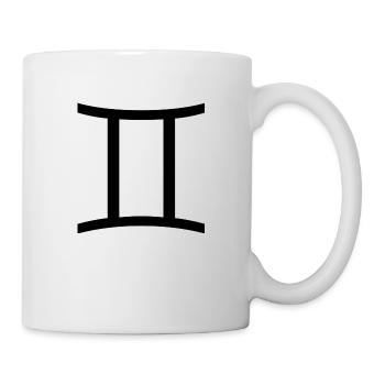 Sternzeichen Zwillinge, exklusives T-Shirt Design - Tasse - Weiß - Rechts